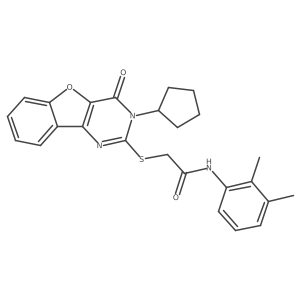 2-[(3-cyclopentyl-4-oxo-3,4-dihydro[1]benzofuro[3,2-d]pyrimidin-2-yl)sulfanyl]-N-(2,3-dimethylphenyl)acetamide结构式