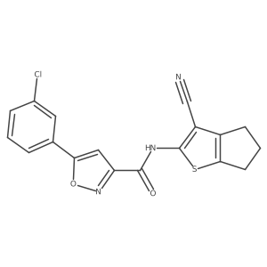5-(3-Chlorophenyl)-N-(3-cyano-5,6-dihydro-4H-cyclopenta[b]thien-2-yl)-3-isoxazolecarboxamide Structure