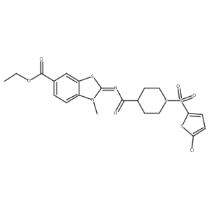 (E)-ethyl 2-((1-((5-chlorothiophen-2-yl)sulfonyl)piperidine-4-carbonyl)imino)-3-methyl-2,3-dihydrobenzo[d]thiazole-6-carboxylate Structure