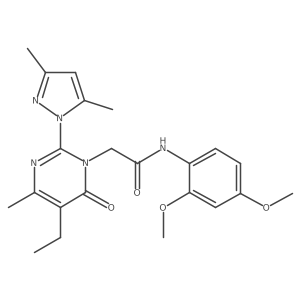 N-(2,4-dimethoxyphenyl)-2-[2-(3,5-dimethyl-1H-pyrazol-1-yl)-5-ethyl-4-methyl-6-oxo-1,6-dihydropyrimidin-1-yl]acetamide结构式