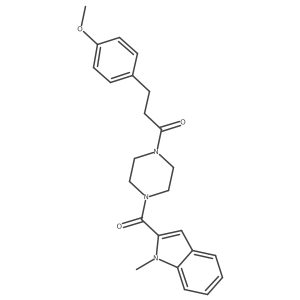 3-(4-methoxyphenyl)-1-{4-[(1-methyl-1H-indol-2-yl)carbonyl]piperazin-1-yl}propan-1-one结构式