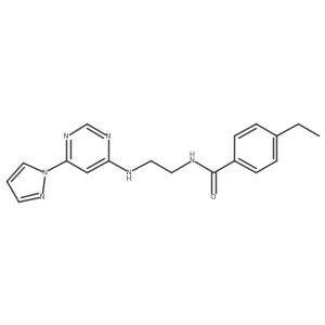 N-(2-((6-(1H-pyrazol-1-yl)pyrimidin-4-yl)amino)ethyl)-4-ethylbenzamide Structure