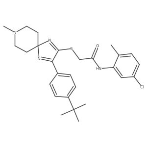 2-((3-(4-(tert-butyl)phenyl)-8-methyl-1,4,8-triazaspiro[4.5]deca-1,3-dien-2-yl)thio)-N-(5-chloro-2-methylphenyl)acetamide Structure