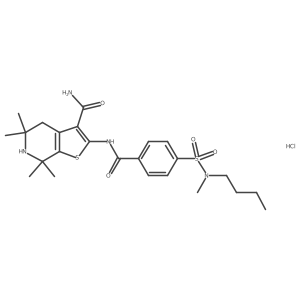 2-(4-(N-butyl-N-methylsulfamoyl)benzamido)-5,5,7,7-tetramethyl-4,5,6,7-tetrahydrothieno[2,3-c]pyridine-3-carboxamide hydrochloride结构式