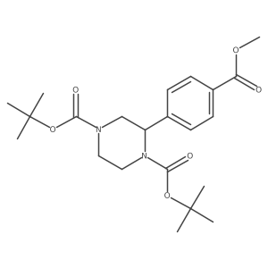 Di-tert-butyl 2-(4-methoxycarbonylphenyl)piperazine-1,4-dicarboxylate结构式