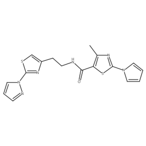 N-(2-(2-(1H-pyrazol-1-yl)thiazol-4-yl)ethyl)-4-methyl-2-(1H-pyrrol-1-yl)thiazole-5-carboxamide结构式