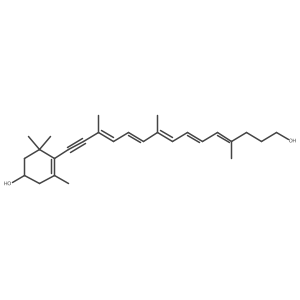 3-Cyclohexen-1-ol, 4-[(3E,5E,7E,9E,11E)-15-hydroxy-3,7,12-trimethyl-3,5,7,9,11-pentadecapentaen-1-ynyl]-3,5,5-trimethyl-, (1R)- Structure