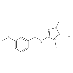 N-[(3-methoxyphenyl)methyl]-1,4-dimethylpyrazol-3-amine;hydrochloride结构式