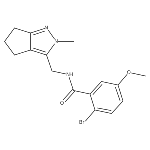 2-bromo-5-methoxy-N-((2-methyl-2,4,5,6-tetrahydrocyclopenta[c]pyrazol-3-yl)methyl)benzamide结构式
