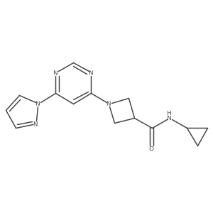 1-(6-(1H-pyrazol-1-yl)pyrimidin-4-yl)-N-cyclopropylazetidine-3-carboxamide Structure