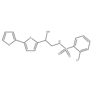 2-{[2,2'-bithiophene]-5-yl}-S-(2-chlorophenyl)-2-hydroxyethane-1-sulfonamido结构式