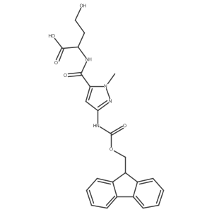 (2R)-2-{[3-({[(9H-fluoren-9-yl)methoxy]carbonyl}amino)-1-methyl-1H-pyrazol-5-yl]formamido}-4-hydroxybutanoic acid Structure