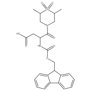 4-(2,6-dimethyl-1,1-dioxo-1lambda6-thiomorpholin-4-yl)-3-({[(9H-fluoren-9-yl)methoxy]carbonyl}amino)-4-oxobutanoic acid结构式