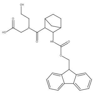 2-{1-[3-({[(9H-fluoren-9-yl)methoxy]carbonyl}amino)bicyclo[2.2.1]heptan-2-yl]-N-(2-hydroxyethyl)formamido}acetic acid结构式
