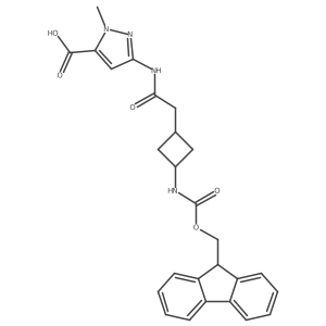 3-{2-[3-({[(9H-fluoren-9-yl)methoxy]carbonyl}amino)cyclobutyl]acetamido}-1-methyl-1H-pyrazole-5-carboxylic acid Structure