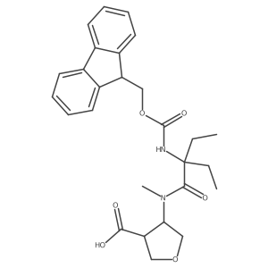 4-[2-ethyl-2-({[(9H-fluoren-9-yl)methoxy]carbonyl}amino)-N-methylbutanamido]oxolane-3-carboxylic acid结构式