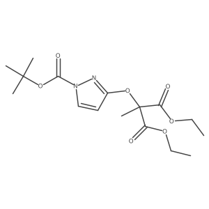 1,3-Diethyl 2-[[1-[(1,1-dimethylethoxy)carbonyl]-1H-pyrazol-3-yl]oxy]-2-methylpropanedioate结构式