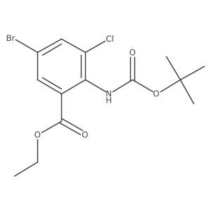ethyl 5-bromo-2-(tert-butoxycarbonylamino)-3-chloro-benzoate结构式