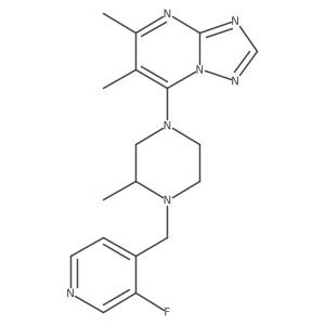 4-{5,6-Dimethyl-[1,2,4]triazolo[1,5-a]pyrimidin-7-yl}-1-[(3-fluoropyridin-4-yl)methyl]-2-methylpiperazine Structure
