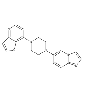 1-{2-Methylimidazo[1,2-b]pyridazin-6-yl}-4-{thieno[3,2-d]pyrimidin-4-yl}piperazine结构式
