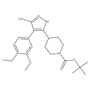 tert-butyl 4-(5-amino-4-(3,4-dimethoxyphenyl)-1H-pyrazol-3-yl)piperidine-1-carboxylate Structure