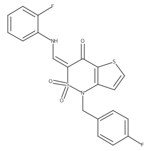 (3Z)-1-(4-fluorobenzyl)-3-{[(2-fluorophenyl)amino]methylene}-1H-thieno[3,2-c][1,2]thiazin-4(3H)-one 2,2-dioxide Structure