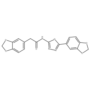 2-(benzo[d][1,3]dioxol-5-yl)-N-(5-(benzo[d][1,3]dioxol-5-yl)-1,3,4-oxadiazol-2-yl)acetamide结构式
