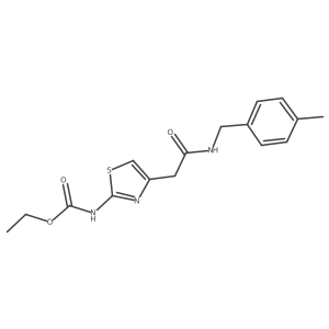 Ethyl (4-(2-((4-methylbenzyl)amino)-2-oxoethyl)thiazol-2-yl)carbamate结构式