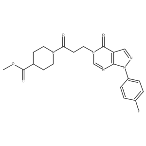 methyl 1-(3-(1-(4-fluorophenyl)-4-oxo-1H-pyrazolo[3,4-d]pyrimidin-5(4H)-yl)propanoyl)piperidine-4-carboxylate结构式