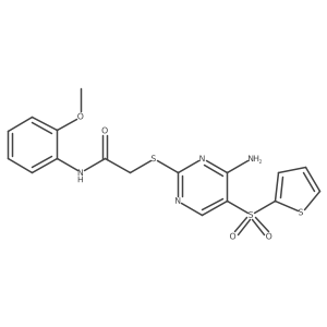 2-((4-amino-5-(thiophen-2-ylsulfonyl)pyrimidin-2-yl)thio)-N-(2-methoxyphenyl)acetamide Structure