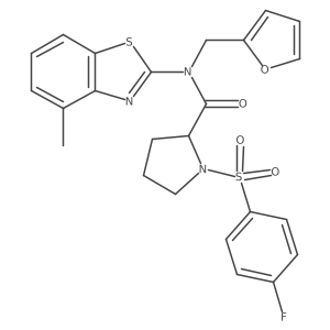 1-((4-fluorophenyl)sulfonyl)-N-(furan-2-ylmethyl)-N-(4-methylbenzo[d]thiazol-2-yl)pyrrolidine-2-carboxamide结构式
