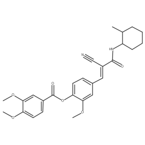 4-{2-Cyano-2-[(2-methylcyclohexyl)carbamoyl]eth-1-en-1-yl}-2-methoxyphenyl 3,4-dimethoxybenzoate结构式
