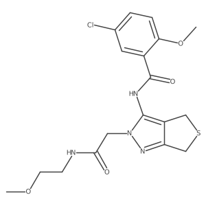 5-chloro-2-methoxy-N-(2-(2-((2-methoxyethyl)amino)-2-oxoethyl)-4,6-dihydro-2H-thieno[3,4-c]pyrazol-3-yl)benzamide结构式