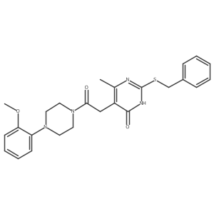 2-(benzylthio)-5-(2-(4-(2-methoxyphenyl)piperazin-1-yl)-2-oxoethyl)-6-methylpyrimidin-4(3H)-one结构式