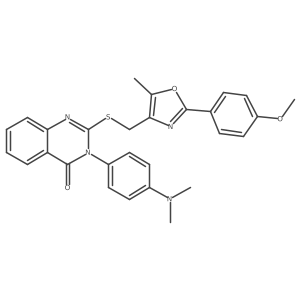 3-(4-(dimethylamino)phenyl)-2-(((2-(4-methoxyphenyl)-5-methyloxazol-4-yl)methyl)thio)quinazolin-4(3H)-one结构式