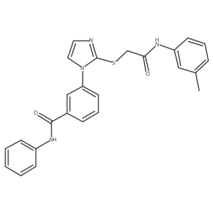 3-(2-((2-oxo-2-(m-tolylamino)ethyl)thio)-1H-imidazol-1-yl)-N-phenylbenzamide结构式