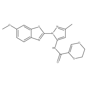 N-[1-(6-methoxy-1,3-benzothiazol-2-yl)-3-methyl-1H-pyrazol-5-yl]-5,6-dihydro-1,4-dioxine-2-carboxamide Structure