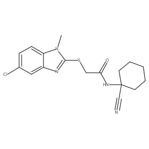 2-(5-chloro-1-methylbenzimidazol-2-yl)sulfanyl-N-(1-cyanocyclohexyl)acetamide Structure