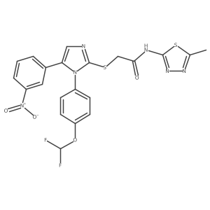 2-({1-[4-(difluoromethoxy)phenyl]-5-(3-nitrophenyl)-1H-imidazol-2-yl}sulfanyl)-N-(5-methyl-1,3,4-thiadiazol-2-yl)acetamide结构式
