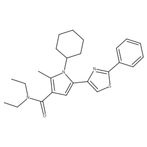 1-Cyclohexyl-N,N-diethyl-2-methyl-5-(2-phenyl-4-thiazolyl)-1H-pyrrole-3-carboxamide结构式
