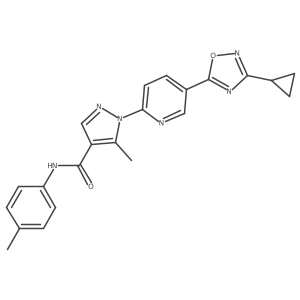 1-[5-(3-cyclopropyl-1,2,4-oxadiazol-5-yl)-2-pyridyl]-5-methyl-N~4~-(4-methylphenyl)-1H-pyrazole-4-carboxamide结构式