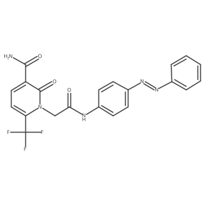 1(2H)-Pyridineacetamide, 3-(aminocarbonyl)-2-oxo-N-[4-(2-phenyldiazenyl)phenyl]-6-(trifluoromethyl)-结构式