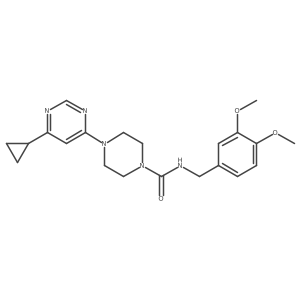 4-(6-cyclopropylpyrimidin-4-yl)-N-(3,4-dimethoxybenzyl)piperazine-1-carboxamide Structure