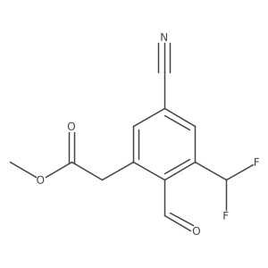 Benzeneacetic acid, 5-cyano-3-(difluoromethyl)-2-formyl-, methyl ester Structure