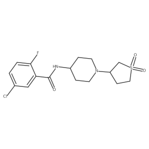 5-chloro-N-(1-(1,1-dioxidotetrahydrothiophen-3-yl)piperidin-4-yl)-2-fluorobenzamide结构式