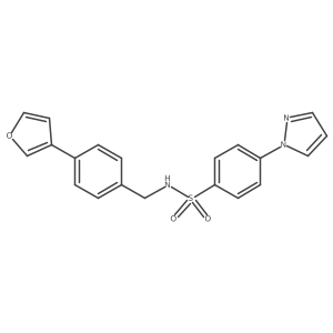 N-(4-(furan-3-yl)benzyl)-4-(1H-pyrazol-1-yl)benzenesulfonamide结构式