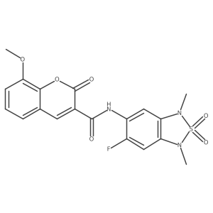 N-(6-fluoro-1,3-dimethyl-2,2-dioxido-1,3-dihydrobenzo[c][1,2,5]thiadiazol-5-yl)-8-methoxy-2-oxo-2H-chromene-3-carboxamide结构式