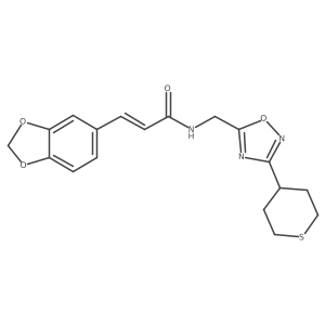 (2E)-3-(2H-1,3-benzodioxol-5-yl)-N-{[3-(thian-4-yl)-1,2,4-oxadiazol-5-yl]methyl}prop-2-enamide Structure