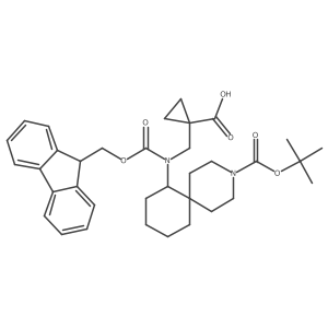 1-[({3-[(tert-butoxy)carbonyl]-3-azaspiro[5.5]undecan-7-yl}({[(9H-fluoren-9-yl)methoxy]carbonyl})amino)methyl]cyclopropane-1-carboxylic acid结构式