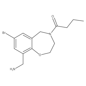 1-[9-(Aminomethyl)-7-bromo-2,3,4,5-tetrahydro-1,4-benzoxazepin-4-yl]butan-1-one结构式